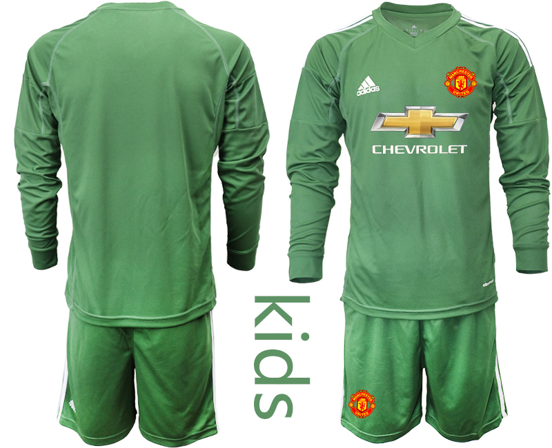 Youth 2020-2021 club Manchester United green long sleeved Goalkeeper blank Soccer Jerseys